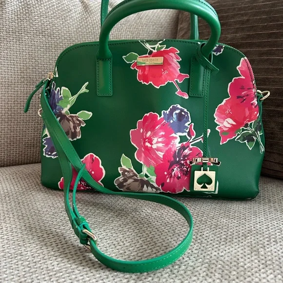 kate spade | Bags | Kate Spade Green And Pink Floral Satchel 